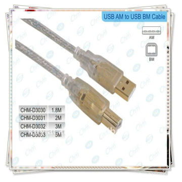 Cabo de impressora USB banhado a ouro, cabo USB 2.0 A macho a B macho